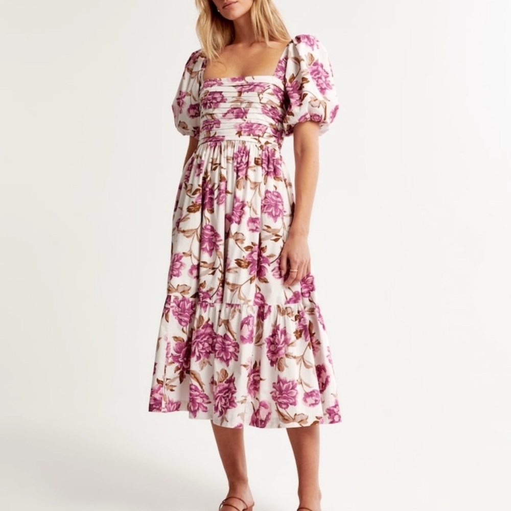 Abercrombie & Fitch Emerson Floral Poplin Midi Dress
